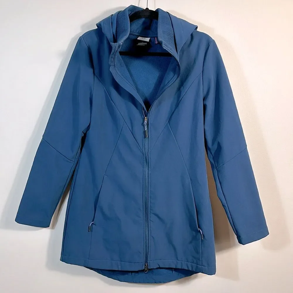 Champion Blue Full Zip Performance Water Resistant Long Coat Hood Women Medium